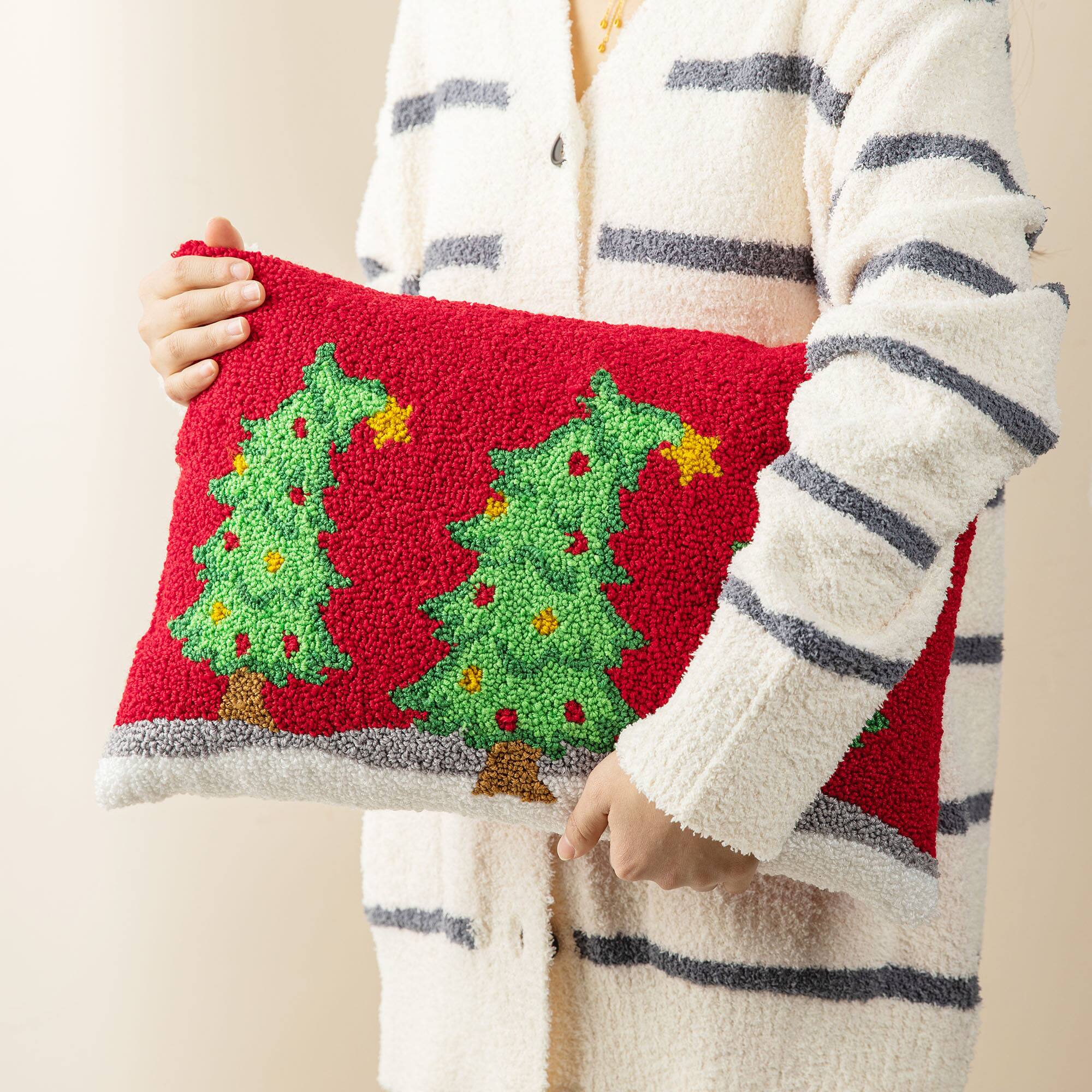Glitzhome® 18" Hooked Bent Trees Pillow